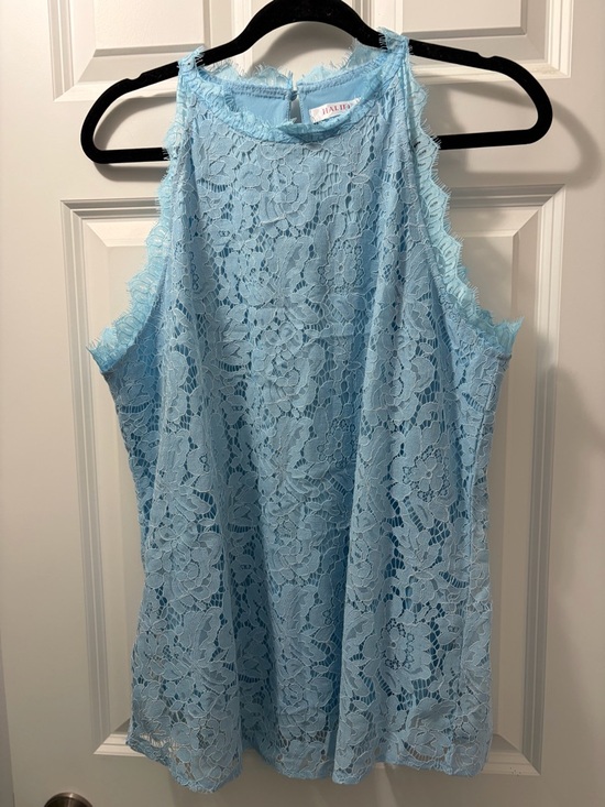 Halife Tops - J. Adler Delicate Sky Blue Lace Sleeveless Top